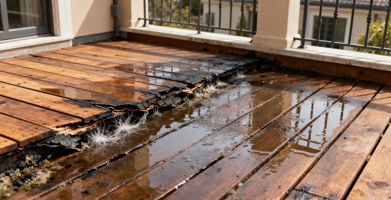 贵阳防水公司--别墅露台木质地板下渗水导致地板腐烂？