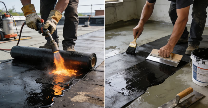 卷材施工的热熔法与冷粘法有什么区别?——贵阳防水维修施工指南 卷材施工的热熔法与冷粘法有什么区别?——贵阳防水维修施工指南